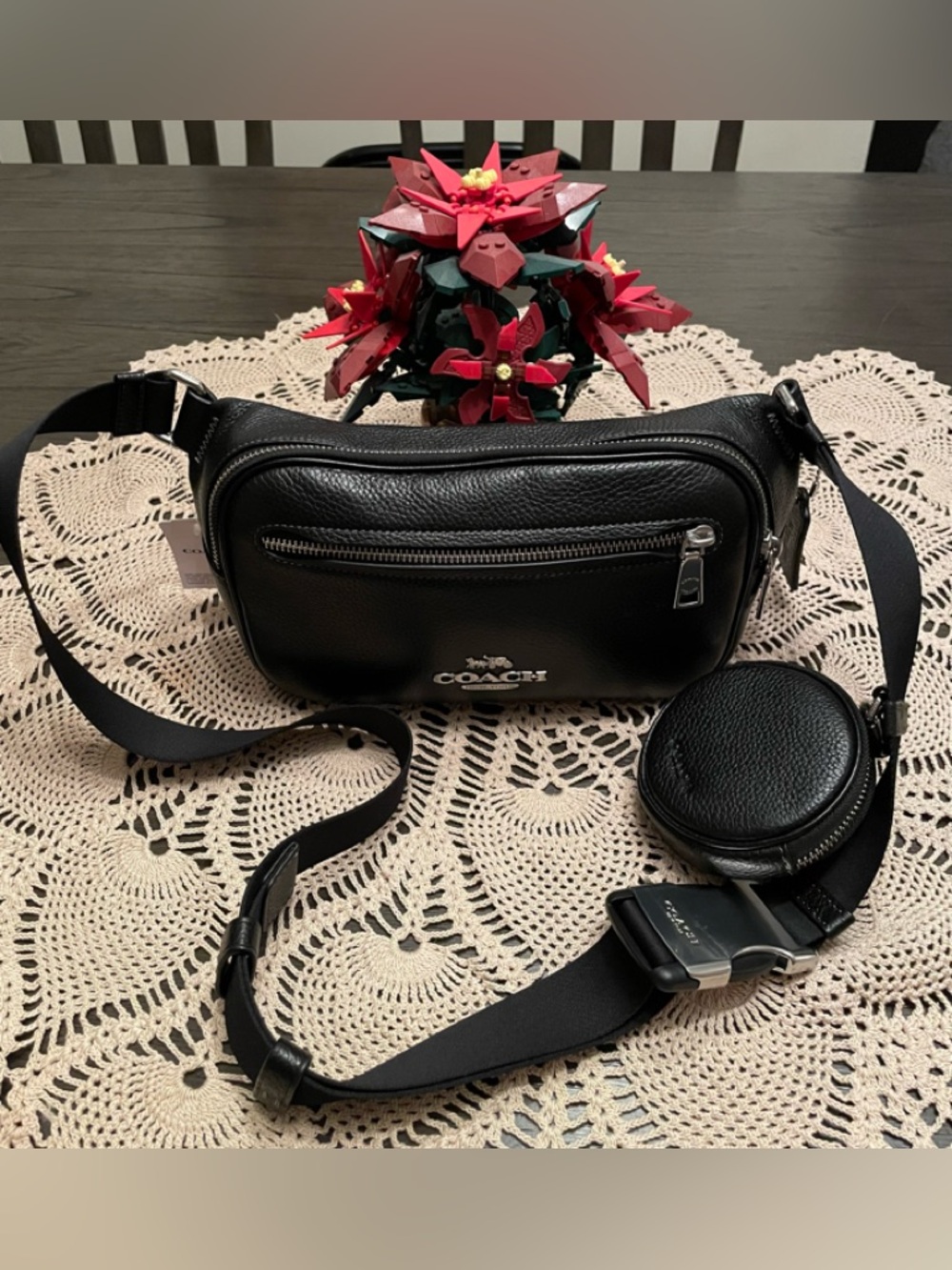 Coach Elias Belt Bag Black Leather NWT